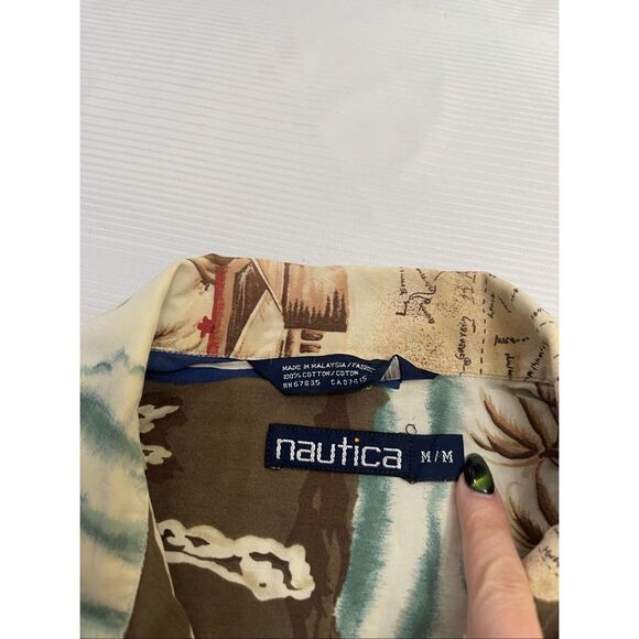 Nautica Men’s Vintage 90s Hawaiian Camp Short Sleeve Button Up Shirt Size Medium - Picture 3 of 6